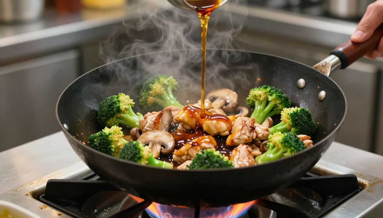 Het bakproces van kip en broccoli