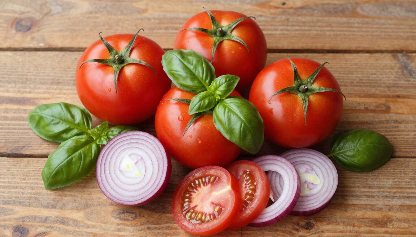 Verse ingrediënten voor tomatensaus