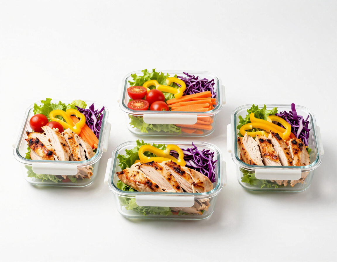 Maaltijd met pulled chicken en gezonde salade