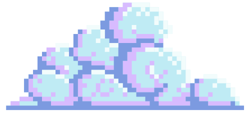 A pixel art illustration of a cloud on a white background.