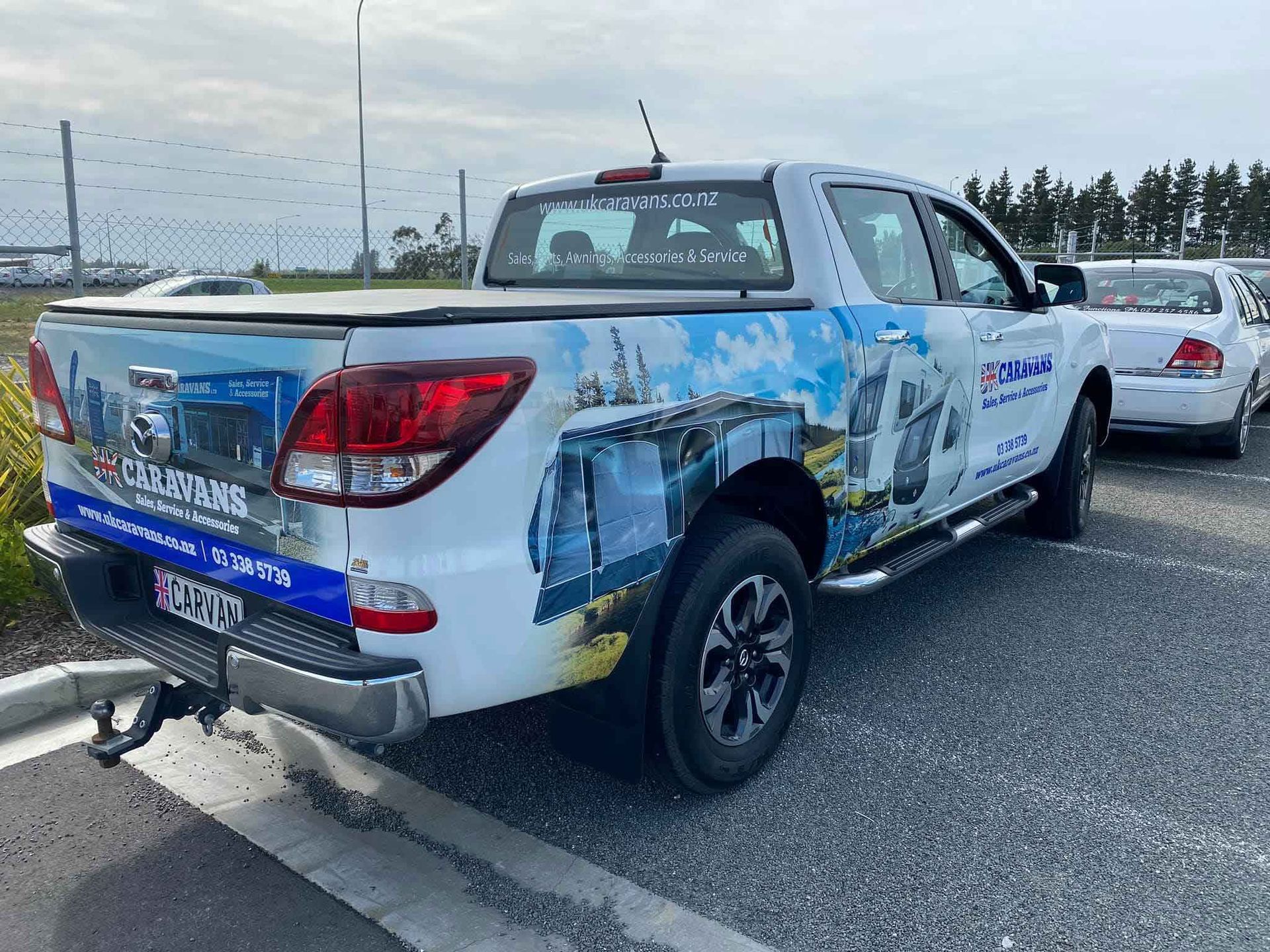 Digital print designed and applied as a ute wrap, delivering bold vehicle graphics, branding, and mobile advertising.