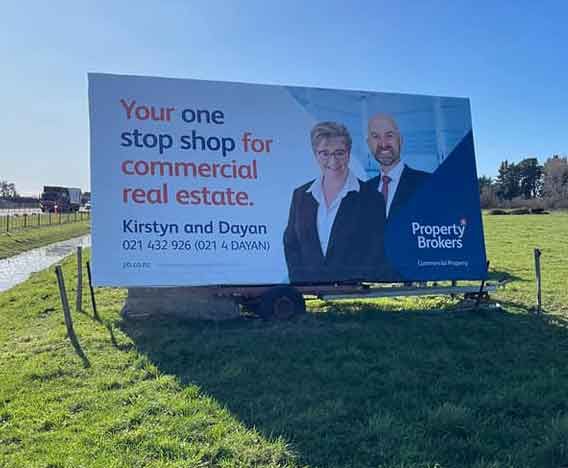 Real estate roadside advertising board North Canterbury