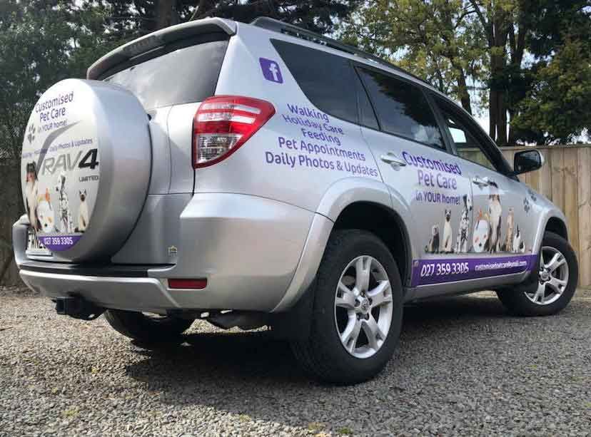 A bold mix of digital print and vinyl cut graphics applied for clean, high-impact vehicle branding and professional signage.