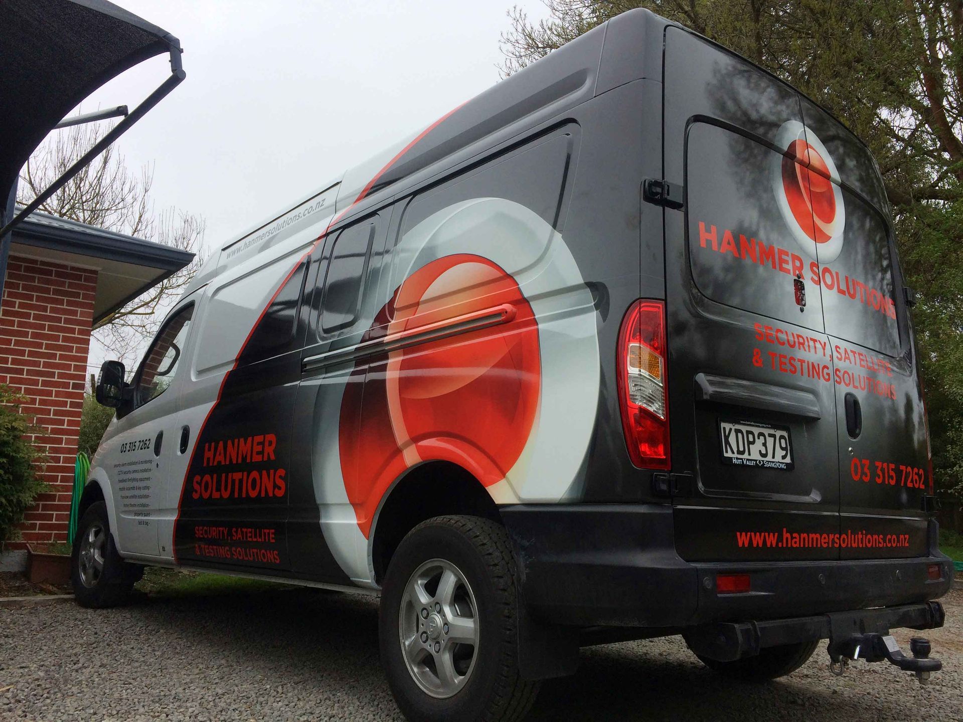 Red Black Panel van signwriting