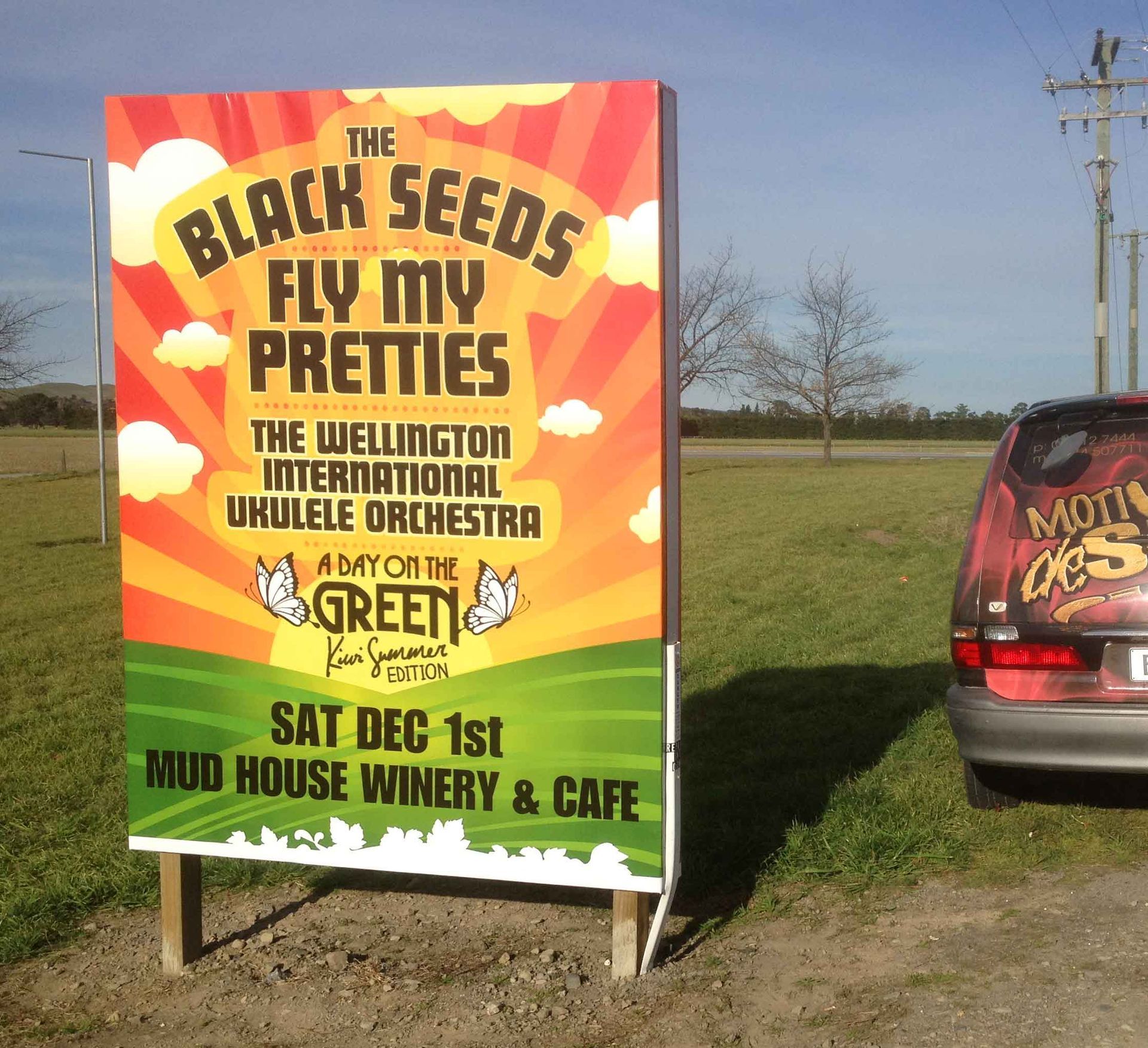 Farm roadside advertising board North Canterbury