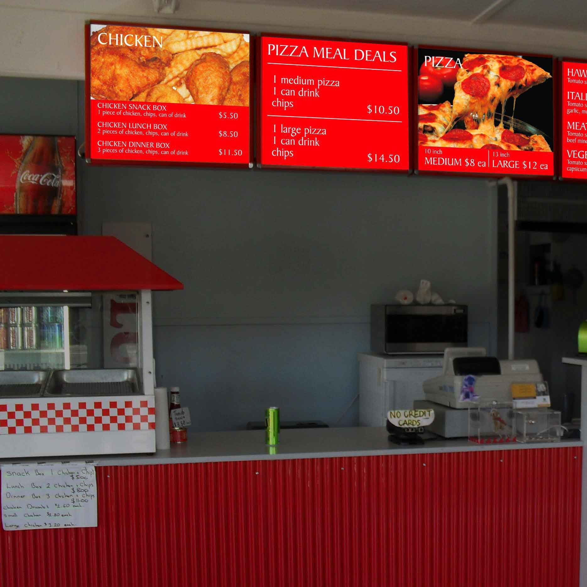 Light Up Takeaway Menu Board Fish and Chips Shop