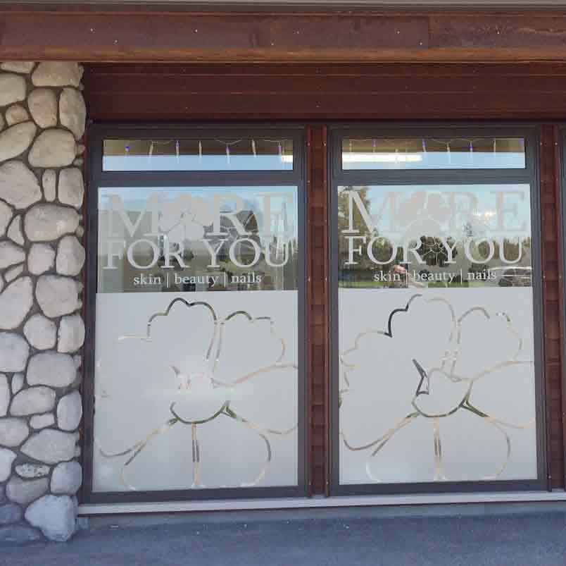 Beauty salon decorative advertising film - tint Christchurch