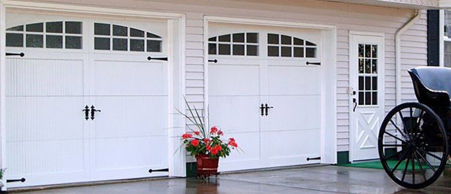 2 White Single Garage Doors with Windows - Garage Doors in Glendale, AZ
