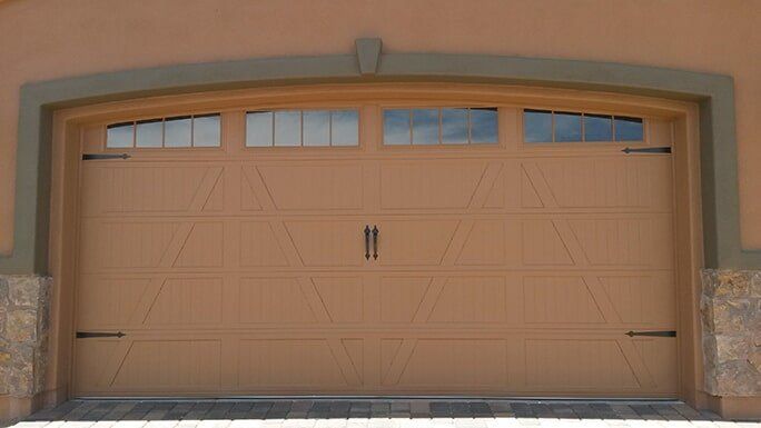 Big Sandtone Garage Door with Windows - Garage Doors in Glendale, AZ