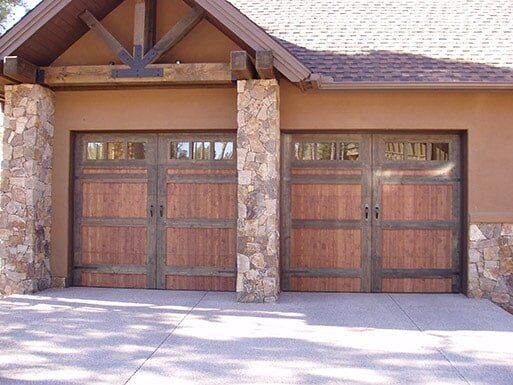2 Sandtone Single Garage Doors with Windows - Garage Doors in Glendale, AZ