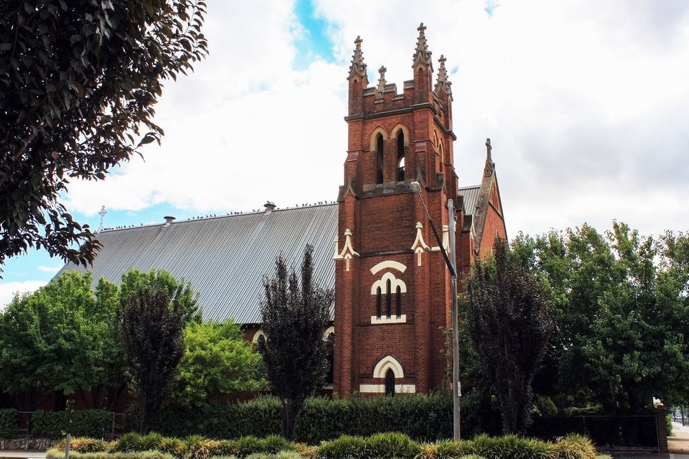 A Large Red Brick Church With — Water Resources Drilling In Wellington, NSW