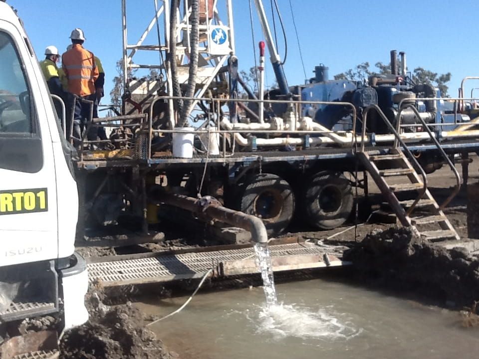 A White Truck With The Number Rt01 On It — Water Resources Drilling In Wellington, NSW