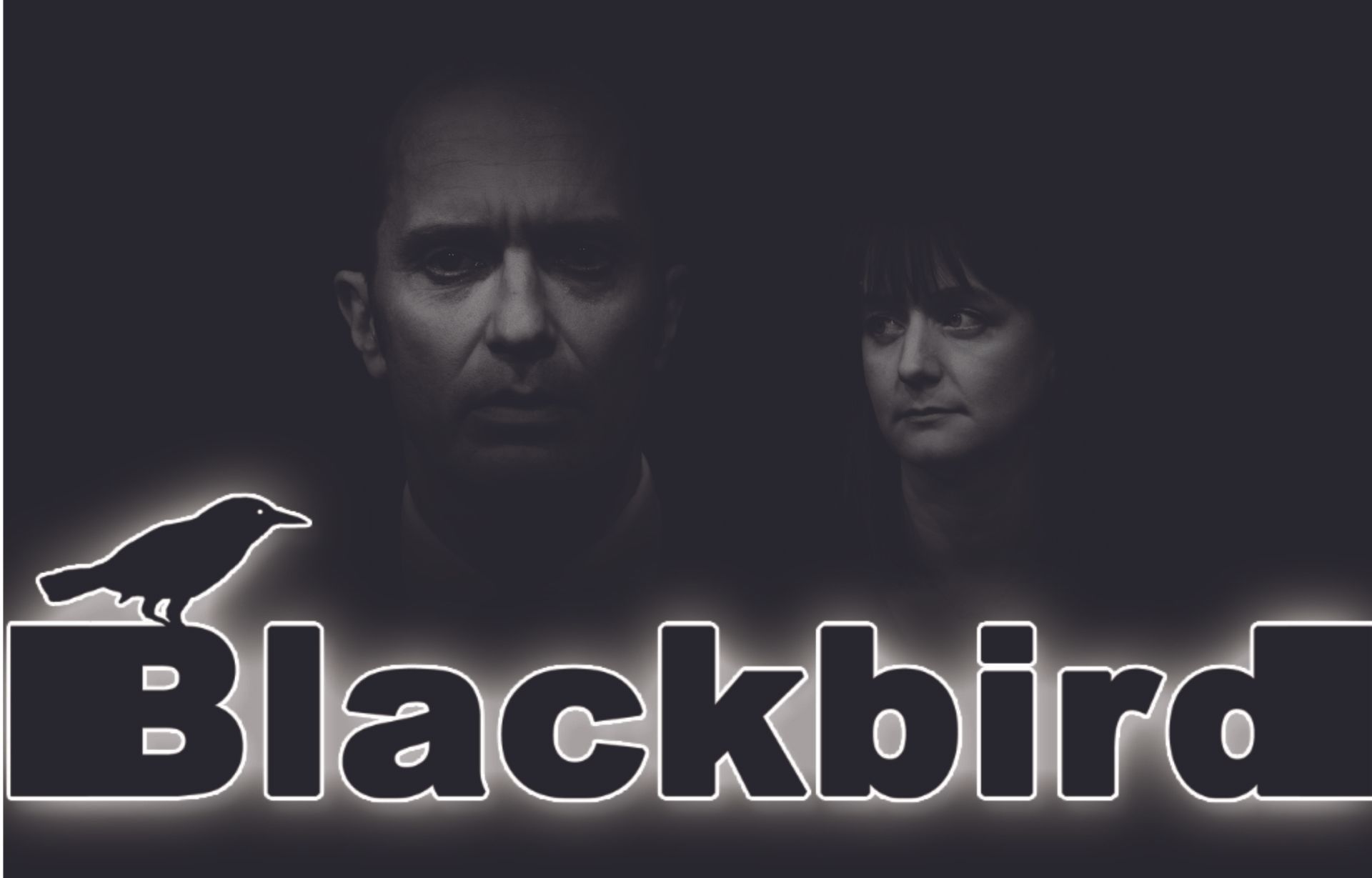 Image of the Blackbird Cast behind a title treatment of Blackbird