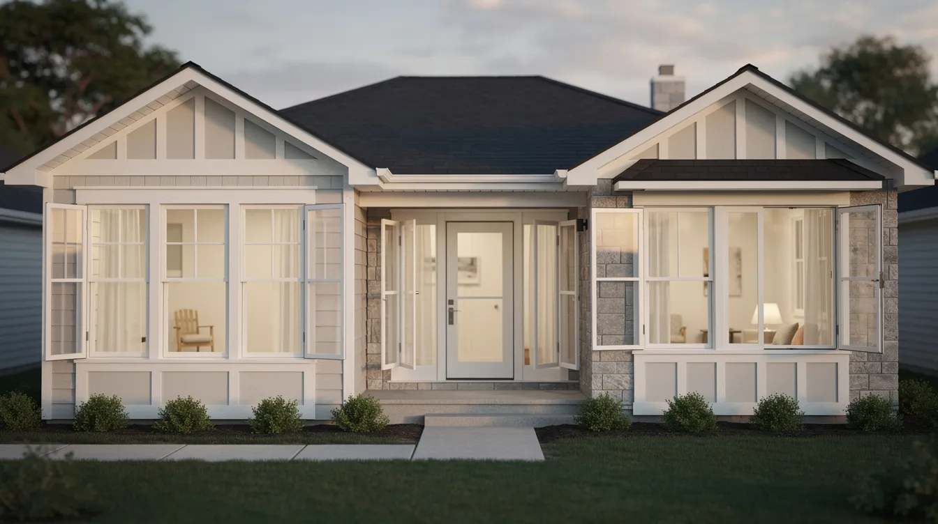 The image showcases a variety of window styles on the exterior of a residential home, including double-hung, casement, and picture windows, highlighting options for homeowners considering window replacement projects. The diverse designs enhance the home's curb appeal while promoting energy efficiency through modern materials like vinyl and wood.