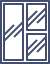 Four-pane window icon with two panes showing diagonal stripes