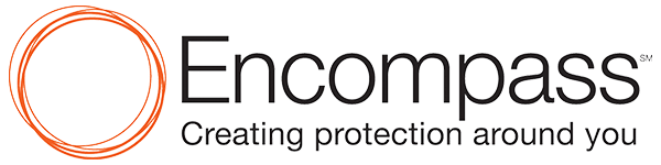 A logo for encompass creating protection around you
