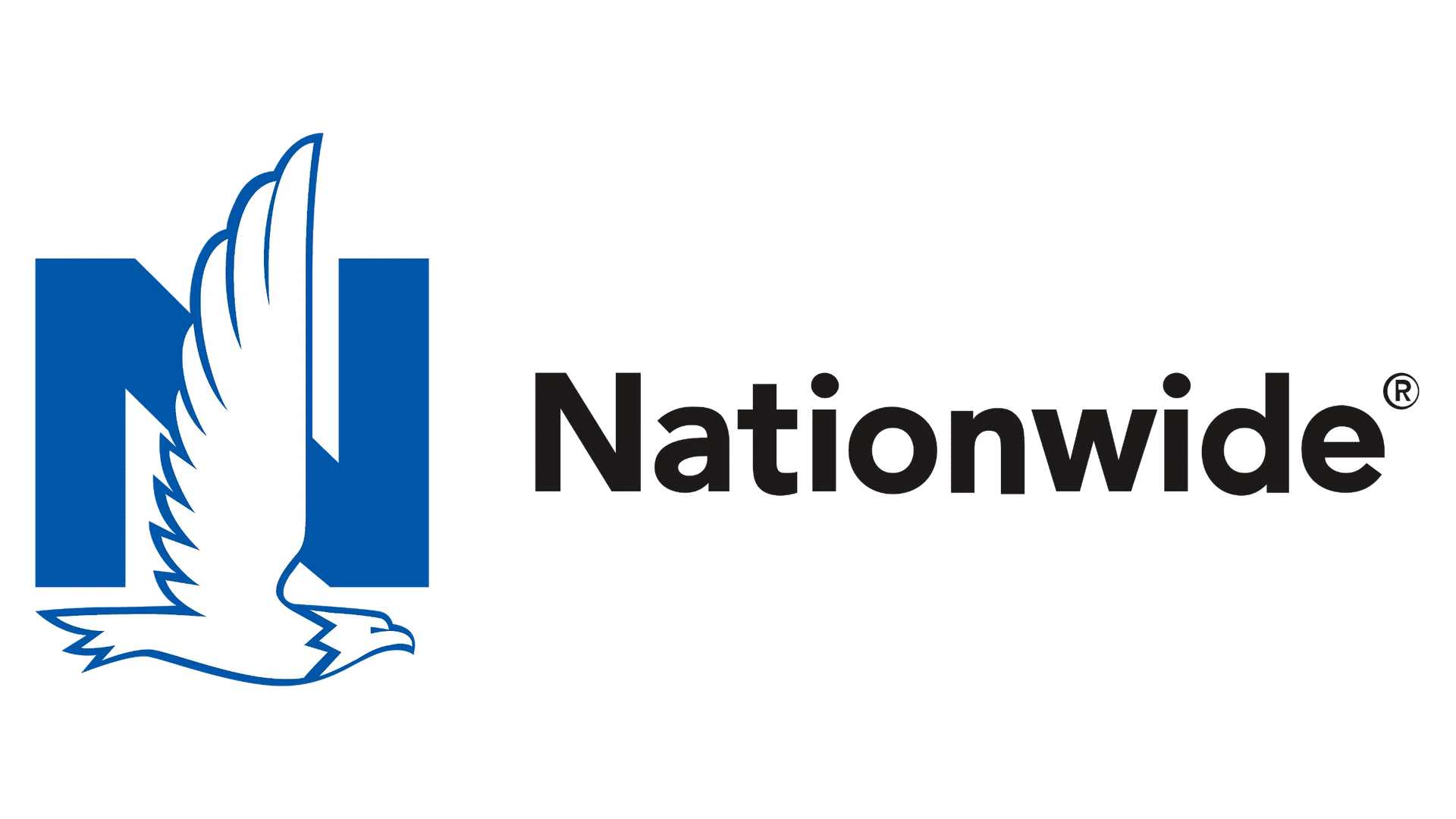 A blue and white logo for nationwide with an eagle on it.