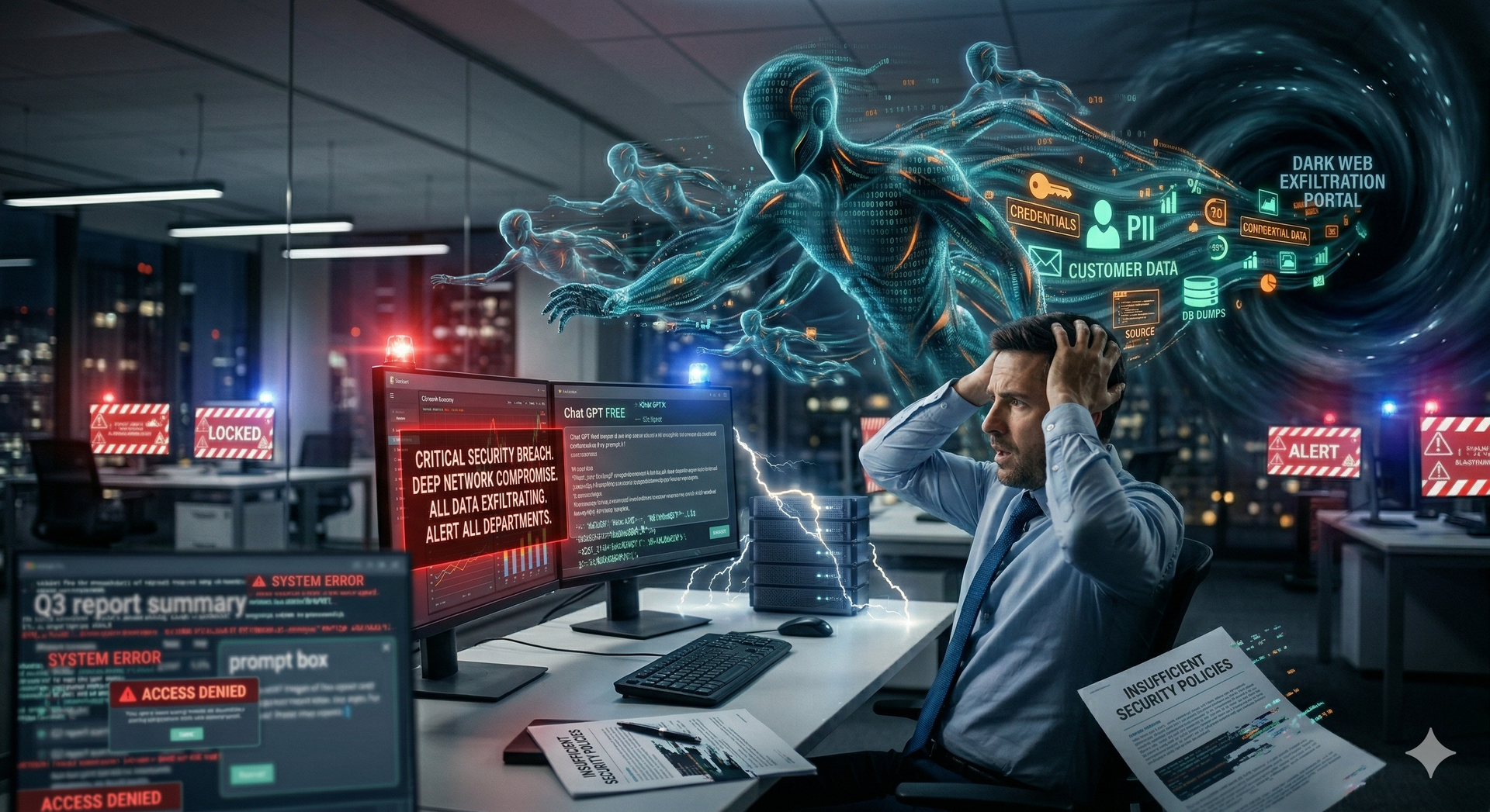 Asegúrate de que el atributo ALT de tu imagen principal sea: Infografía sobre riesgos de Shadow AI.