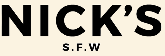 A black and white logo for nick 's s.f.w.