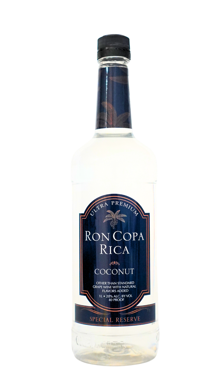 A bottle of ron copa rica on a white background.