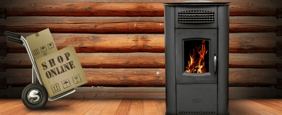 Stanza in legno con stufa