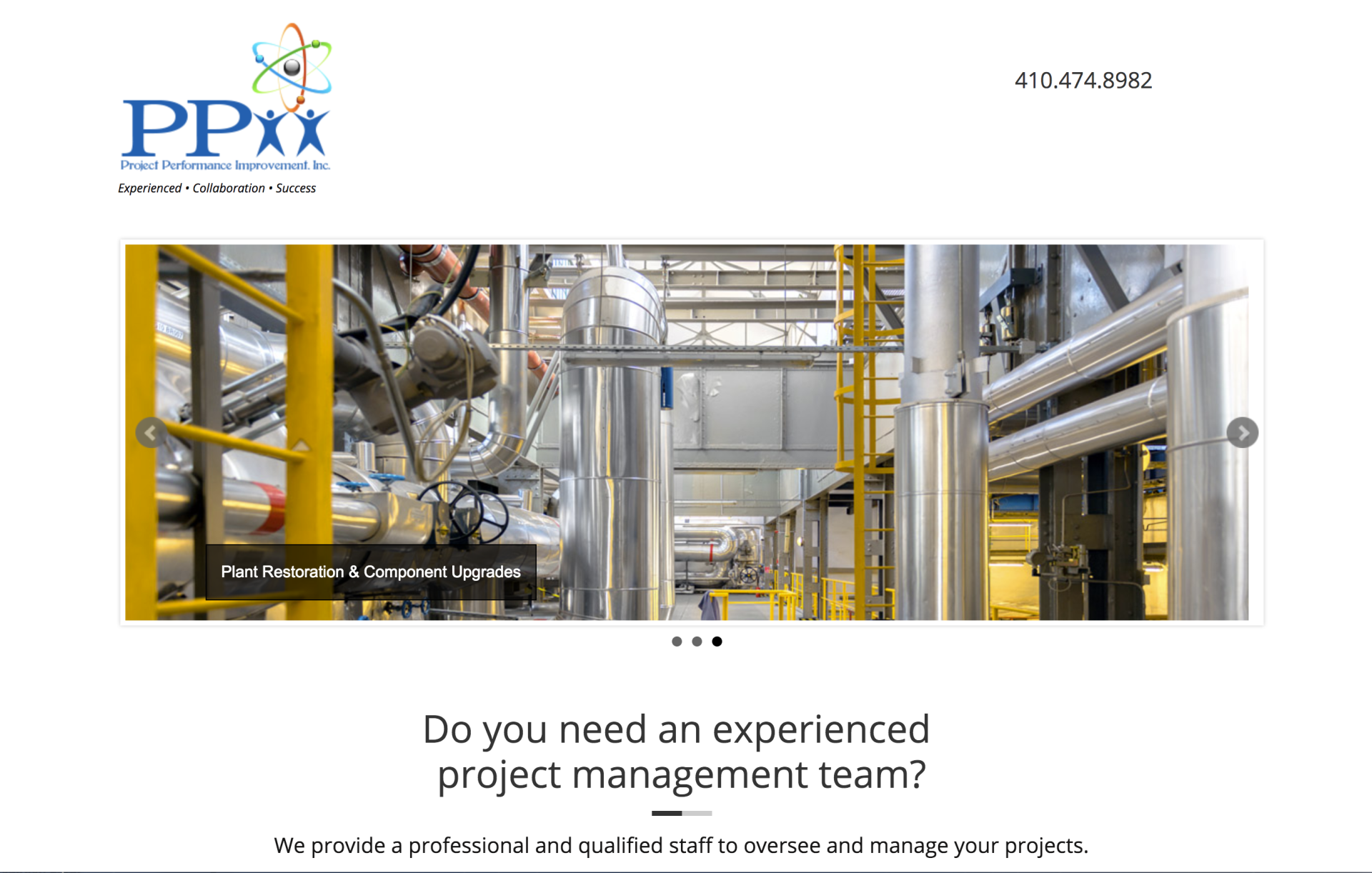 A screenshot of a website that says `` do you need an experienced project management team ? ''