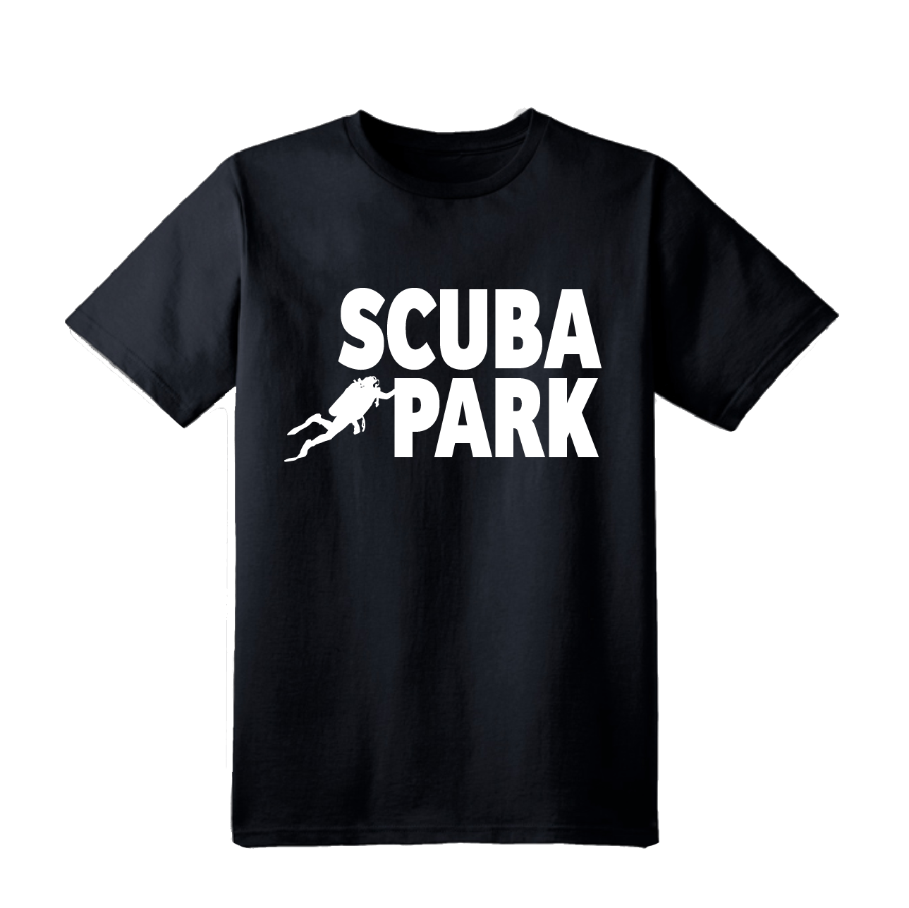 A black t-shirt with the words scuba park on it
