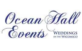 The logo for ocean hall events weddings on the wicomico