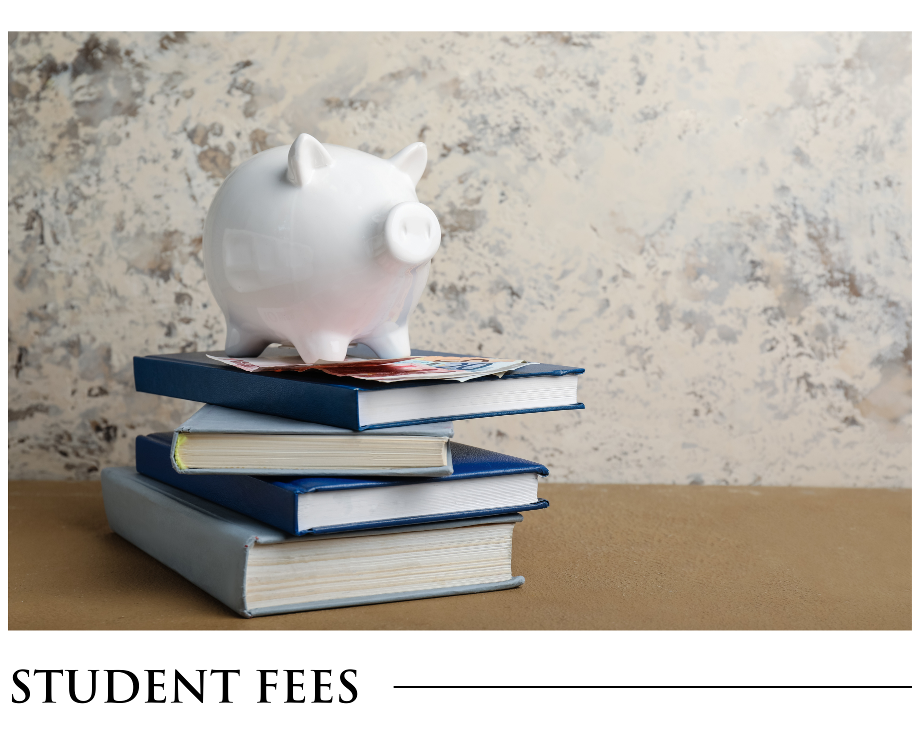 A piggy bank is sitting on top of a stack of books.