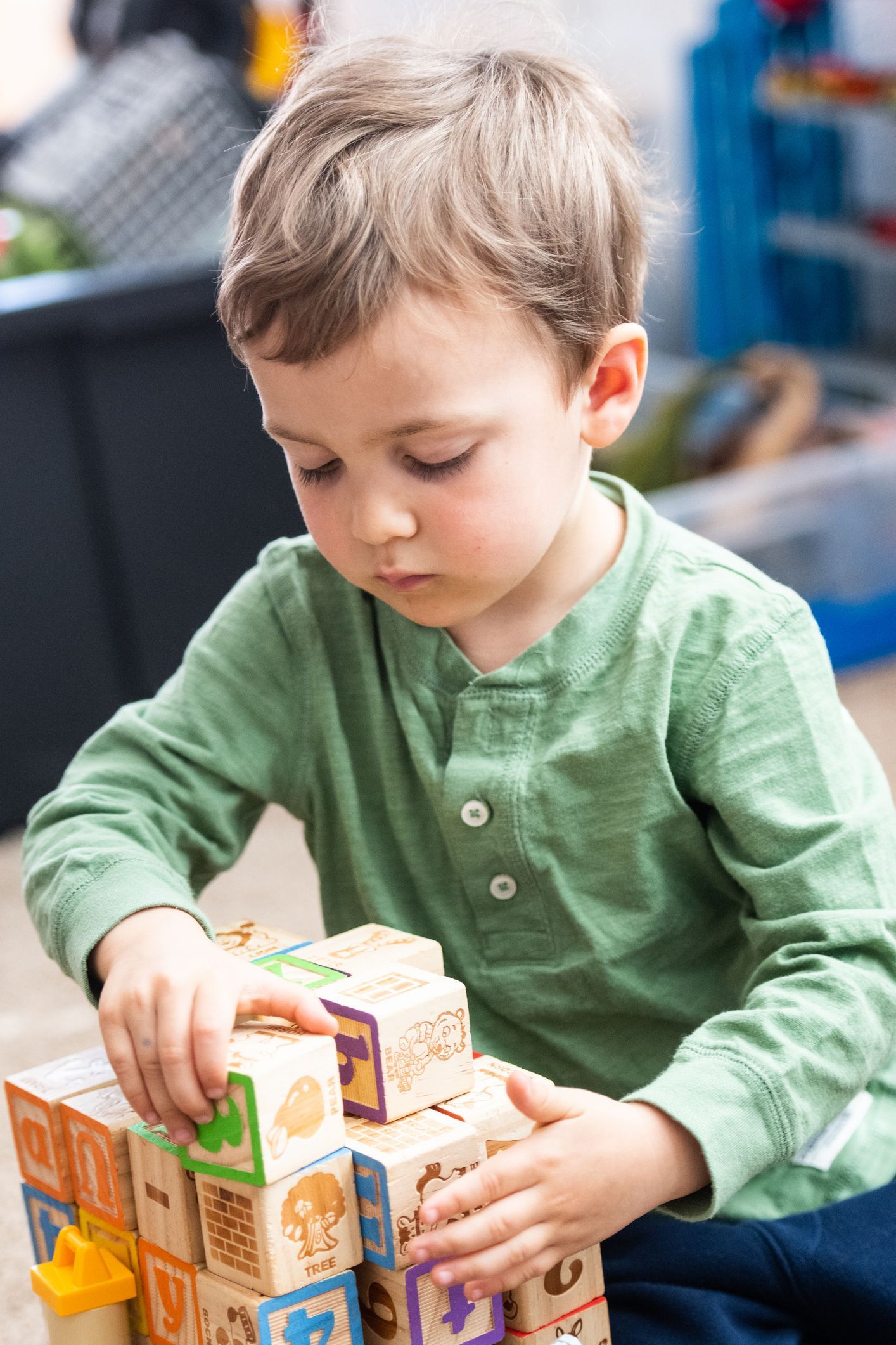 Child Playing with Building Blocks - Pendleton, IN - Assent Therapy ABA
