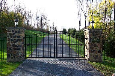 Aluminum Gate With Stone Post | Harrisburg, PA | Tyson Fence Co.
