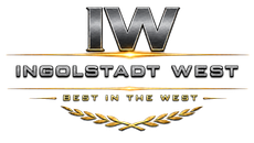 Ingolstadt West logo with metallic IW letters, &ldquo;BEST IN THE WEST,&rdquo; and gold laurel accents