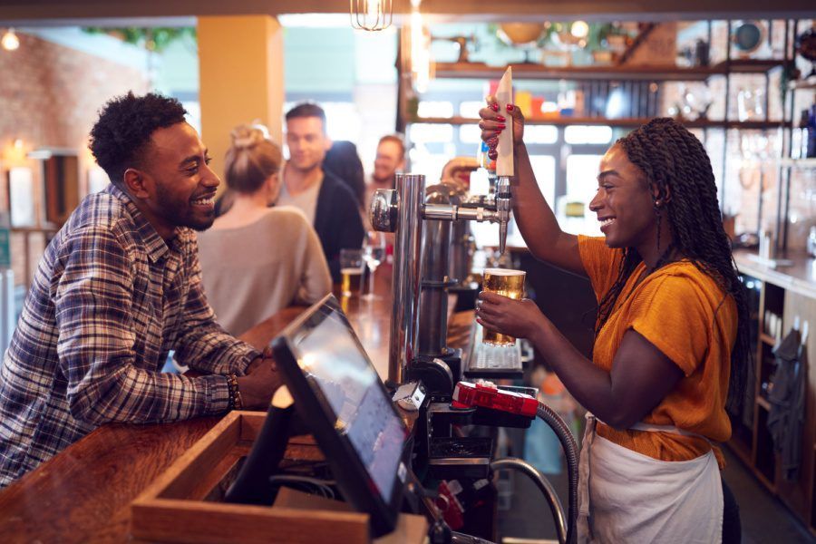 Restaurant workers and custoemrs