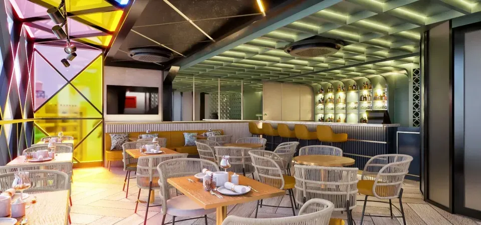 Restaurante del Hotel Prixma en San Andrés, gastronomía local con sabores caribeños y una experiencia frente al mar.