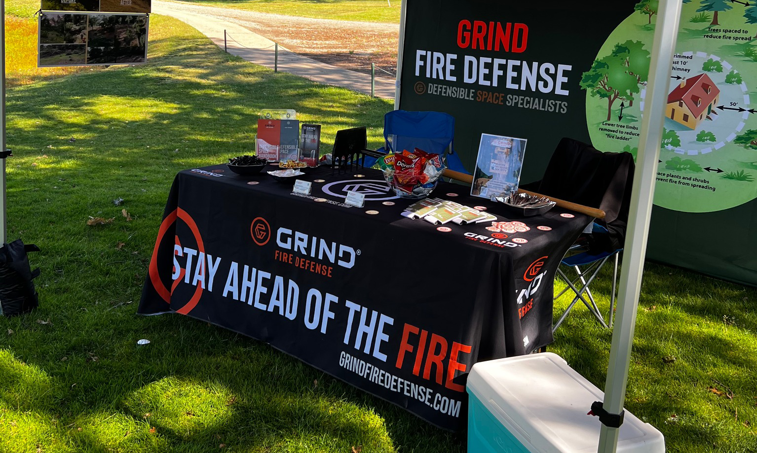 grind fire defence table at a home show