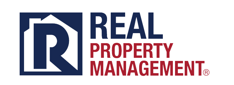 Logo of Real Property Management: blue house outline with