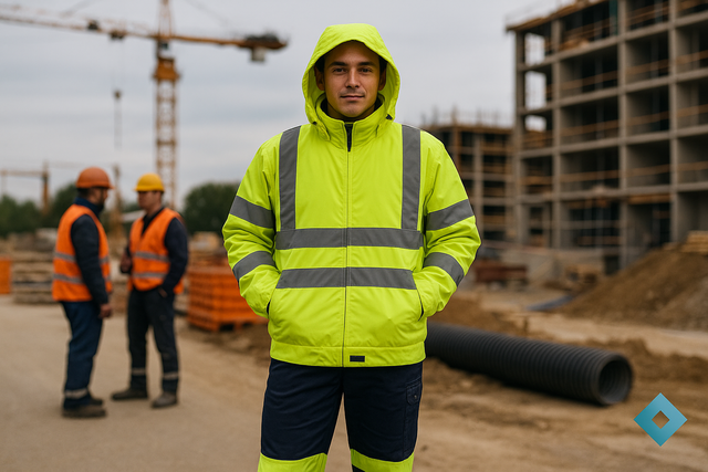 Εργάτης με μέσα ατομικής προστασίας σε εργοτάξιο