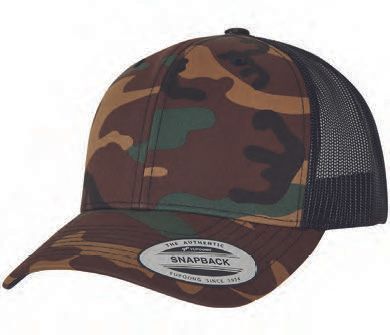 Ένα καπέλο φορτηγού παραλλαγής με μαύρη διχτυωτή πλάτη.