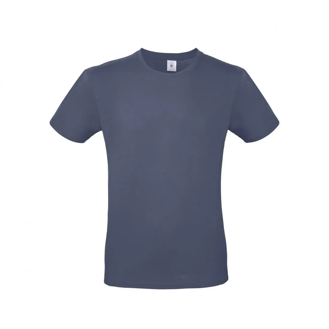 Ένα μπλε μπλουζάκι εμφανίζεται σε λευκό φόντο.