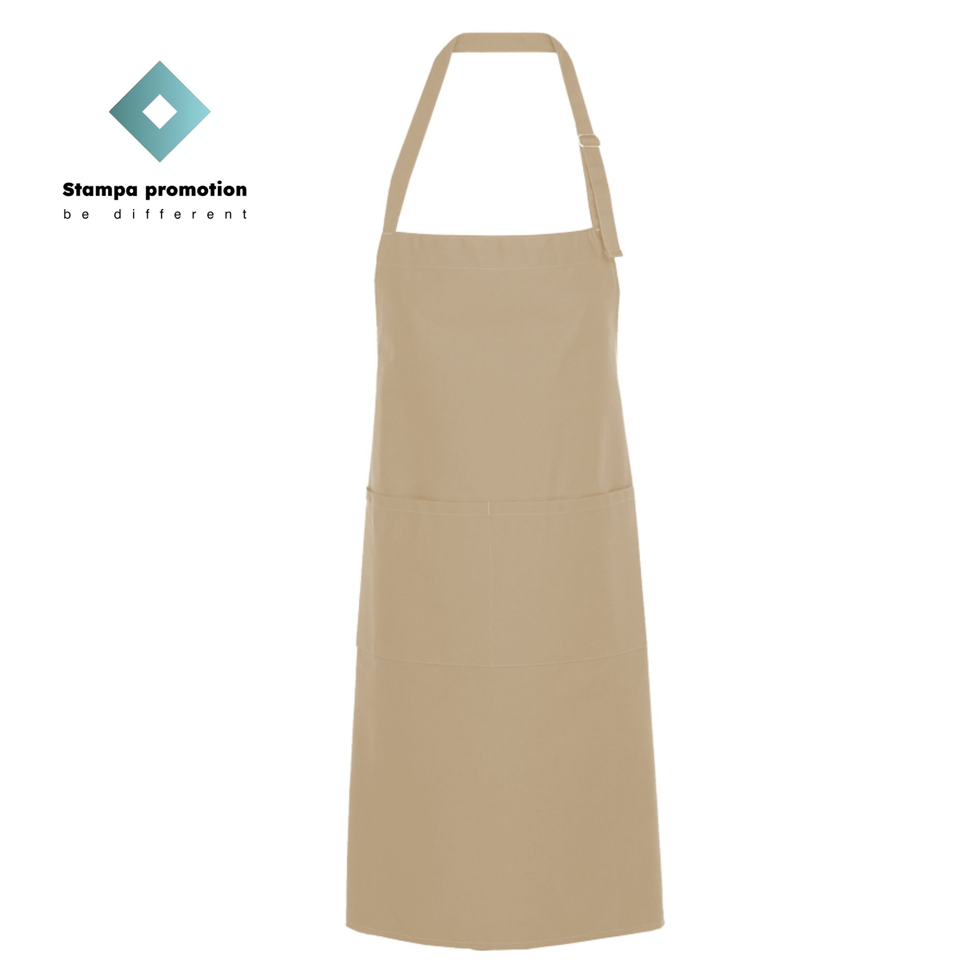 Μια καφέ ποδιά με λογότυπο που λέει tiempo promotion