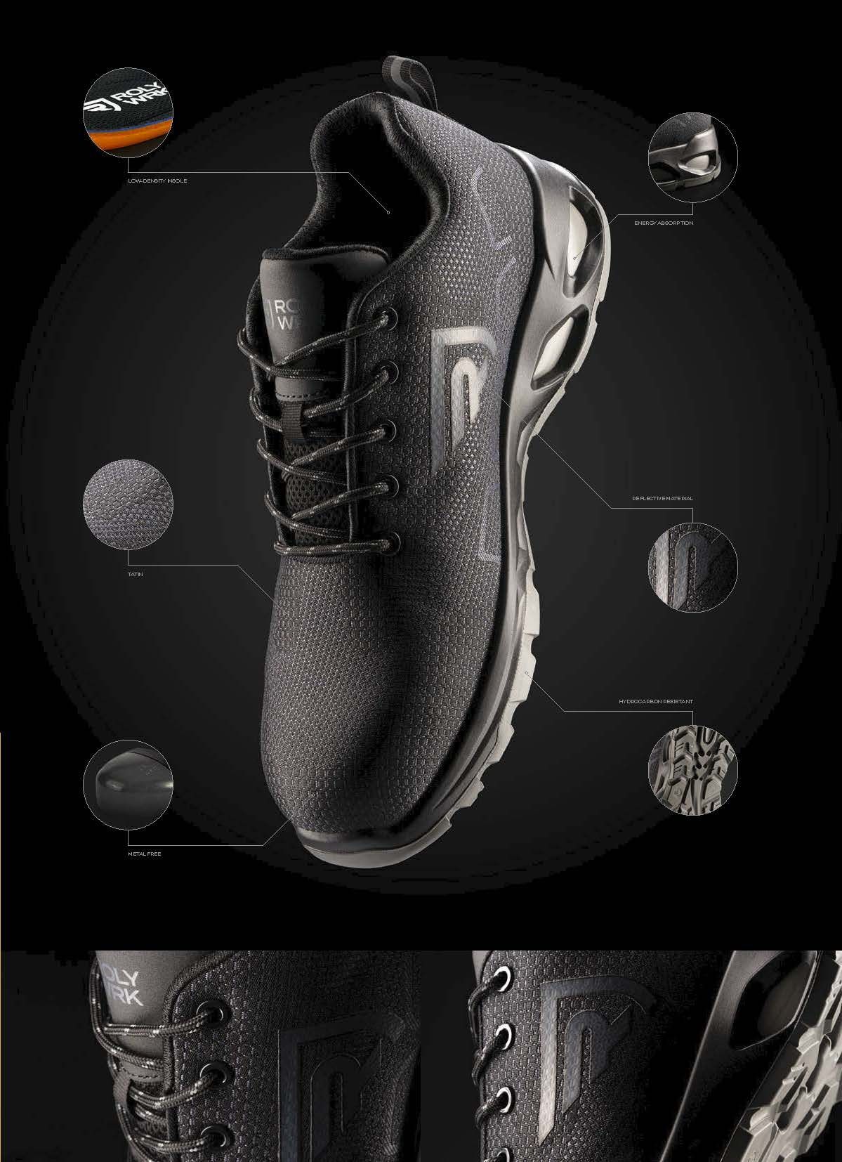 Κοντινό πλάνο ενός ζευγαριού μαύρων παπουτσιών σε μαύρο φόντο.