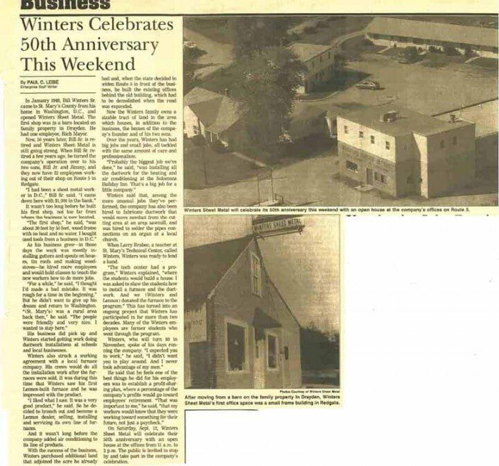 Winters History - HVAC Repair Services in Leonardtown, MD