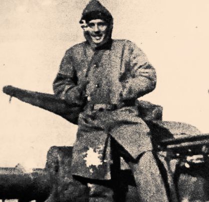 A black and white photo of Paul P. Sinnicke sitting on top of a tank., Corporal, United States Marine Corps
(1925 – 2021), Fairview Cemetery Westfield, NJ