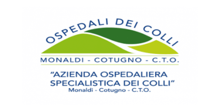 Logo degli "Ospedali dei Colli". Colline verdi e testo blu su sfondo bianco. Include i nomi degli ospedali.