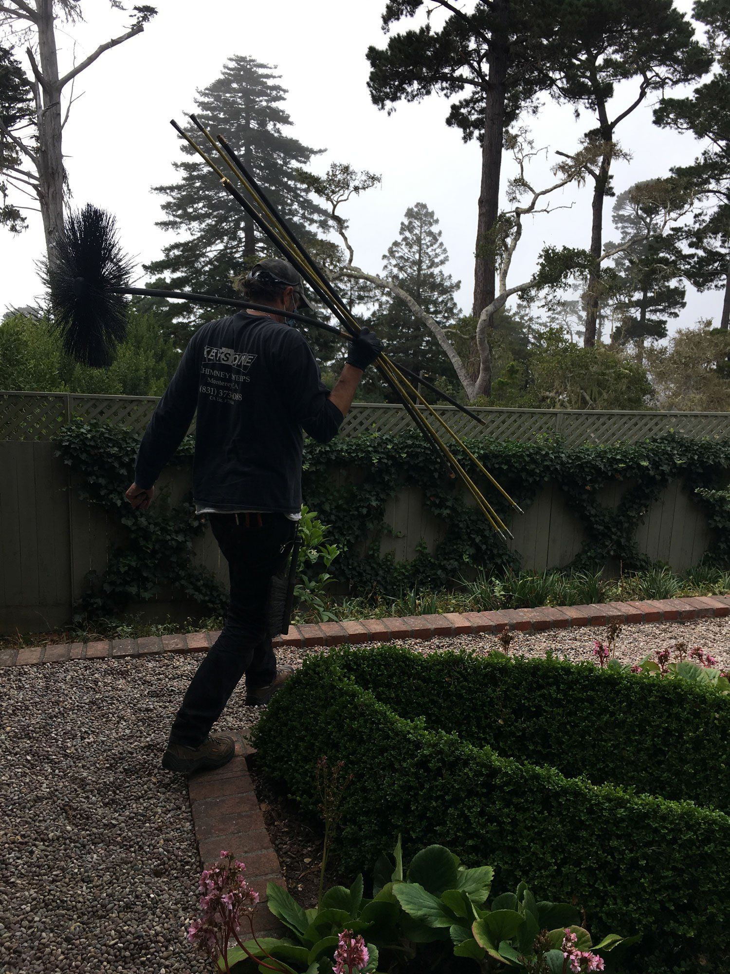 Chimney sweeper with cleaning equipment — Monterey Bay, CA — Keystone Chimney Sweeps