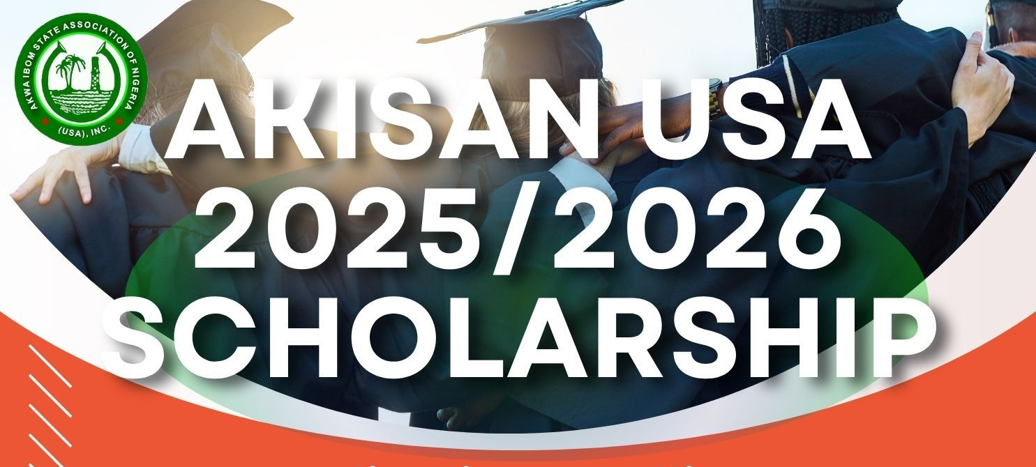 AKISAN USA scholarship announcement featuring graduates in caps and gowns.