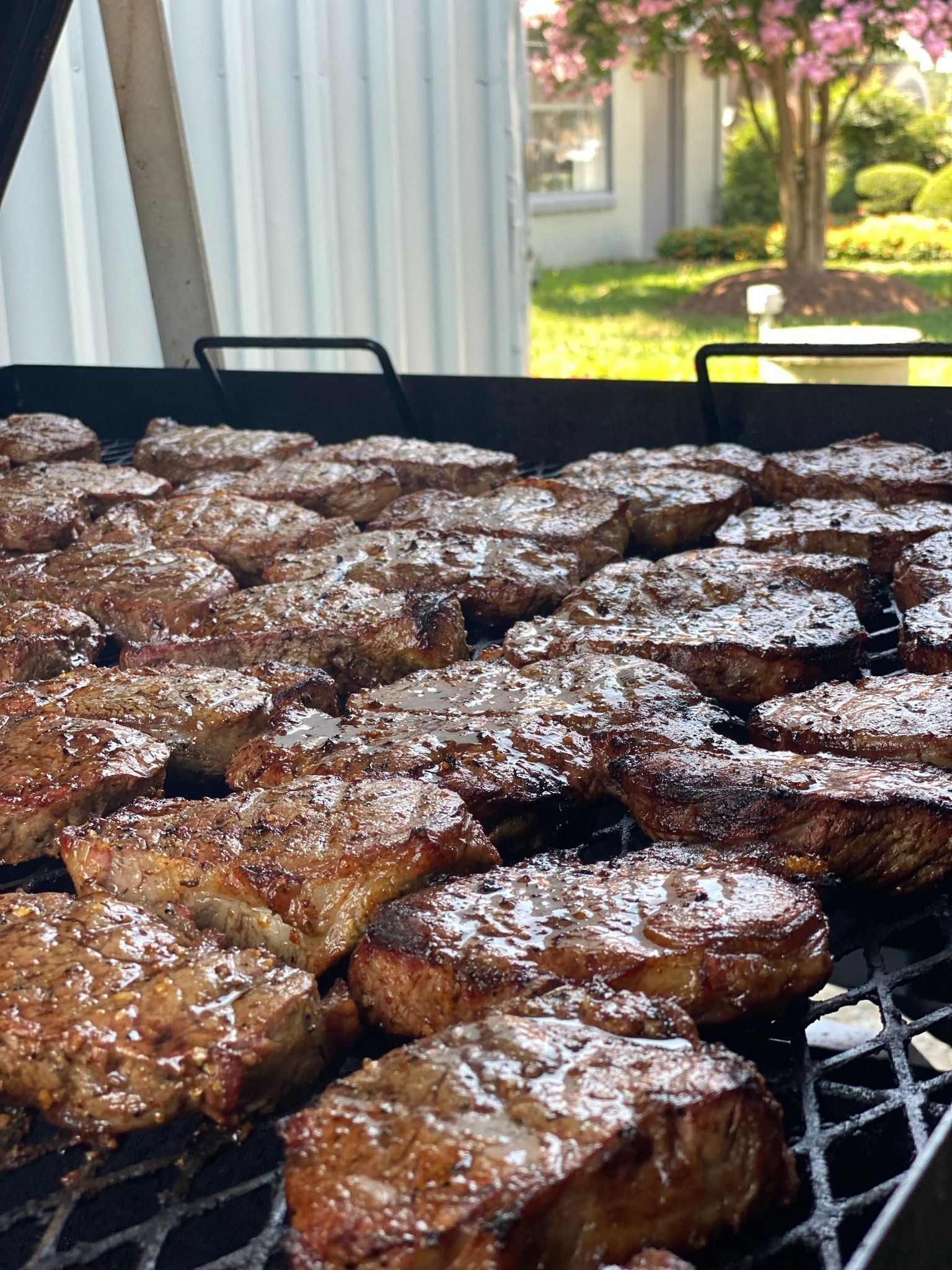 steaks on grill