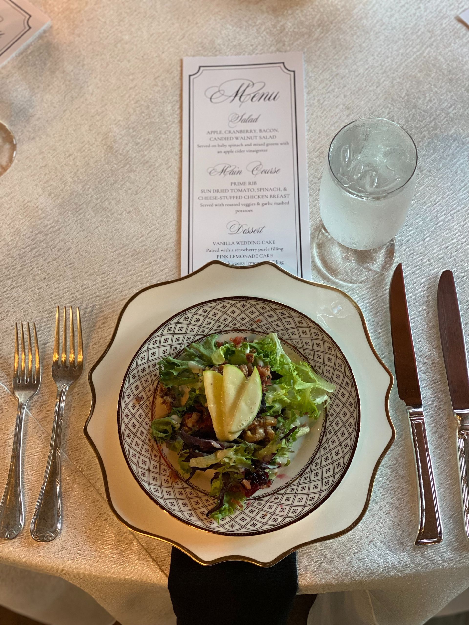 plated salad for wedding