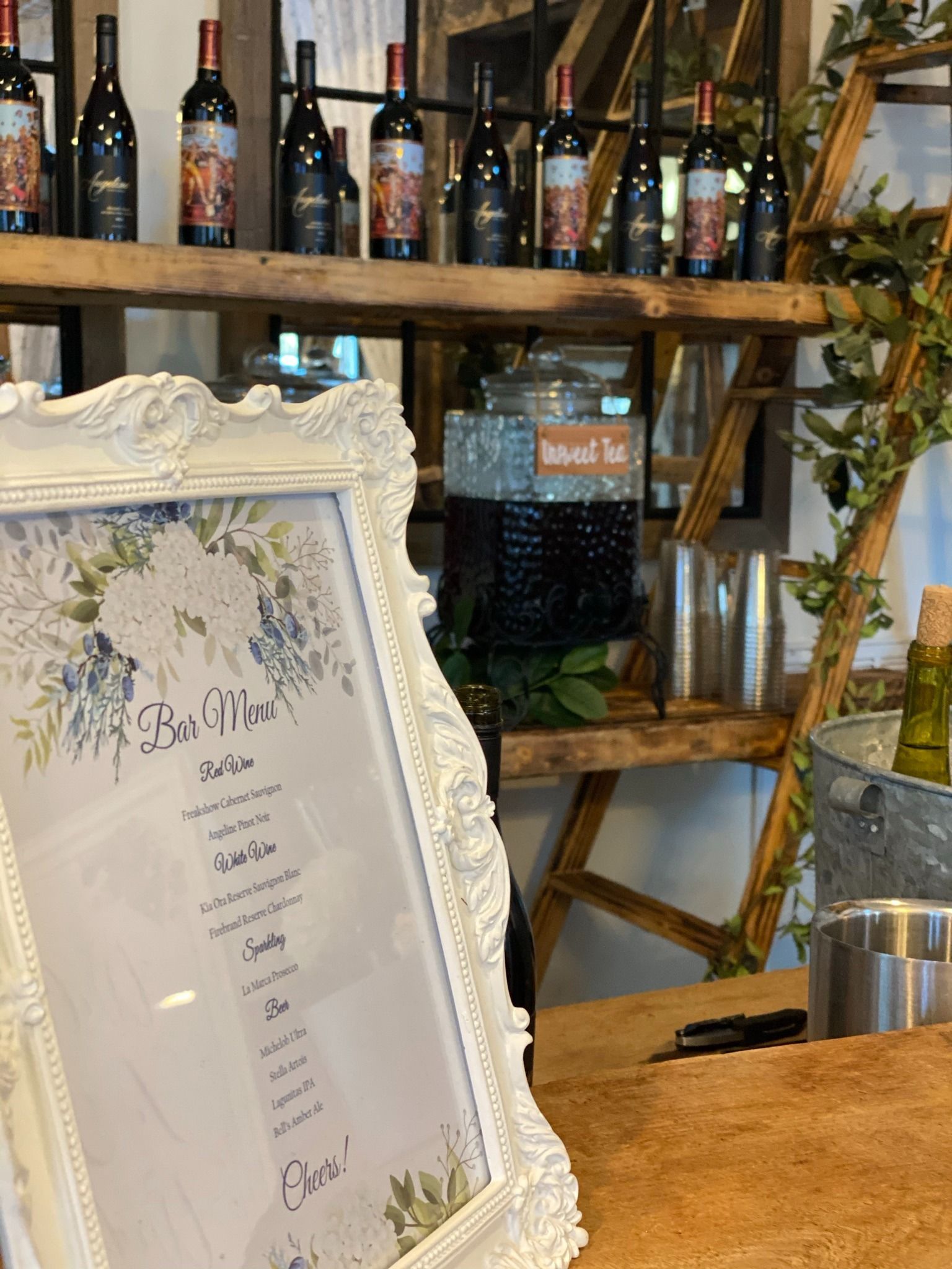 wedding reception bar menu