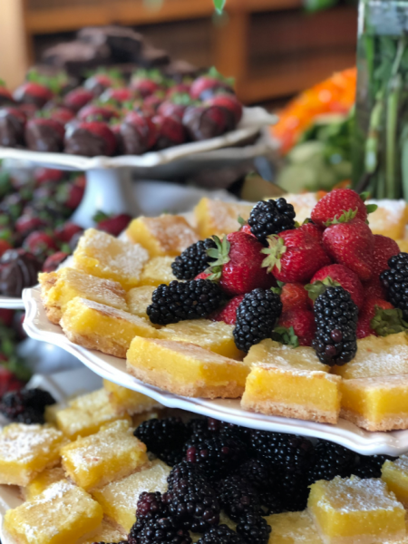 lemon bars topped with berries